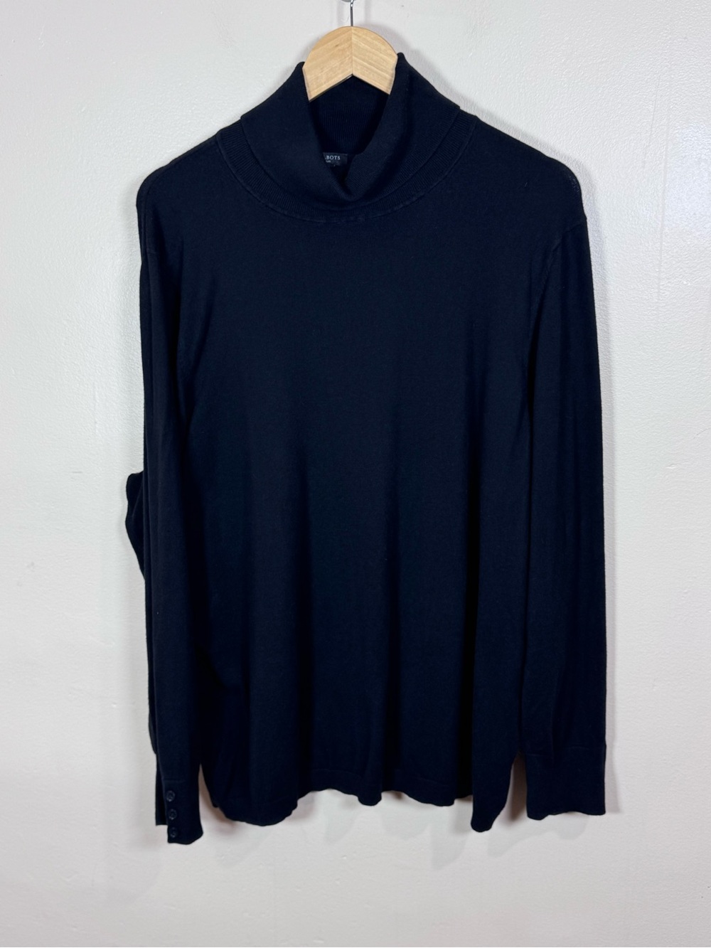 Talbots Plus Womens Black Turtleneck Sweater Knit Stretch 3X Cotton Modal
